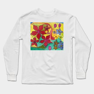 Brilliant And Vibrant Different Coloured Pointsettias Flowers with Colourful Background Long Sleeve T-Shirt